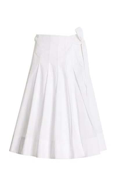 Proenza Schouler White Label Peters Pleated Cotton-poplin Midi Skirt In White