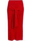 Proenza Schouler White Label Phelan Tie-front Pointelle-knit Linen-blend Midi Skirt In Red