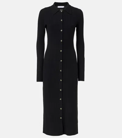 Proenza Schouler White Label Phillips Cotton-blend Midi Dress In Black