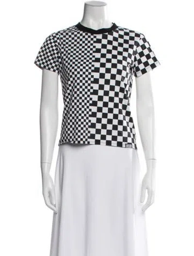 Pre-owned Proenza Schouler White Label Plaid Print Crew Neck T-shirt In Black