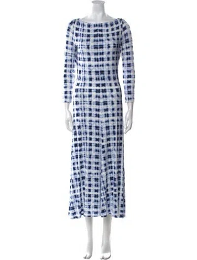 Pre-owned Proenza Schouler White Label Plaid Print Long Dress In Blue