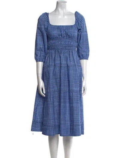 Pre-owned Proenza Schouler White Label Plaid Print Midi Length Dress In Blue