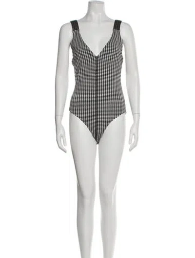Pre-owned Proenza Schouler White Label Plaid Print V-neck Bodysuit In Multi