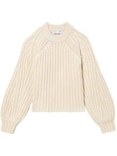 Proenza Schouler White Label Plaited Rib Crewneck Jumper In Neutrals