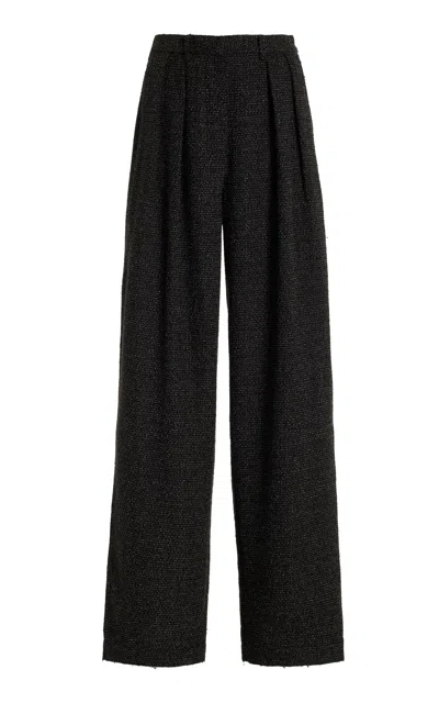 Proenza Schouler White Label Pleated Melange Wide-leg Pants In Grey
