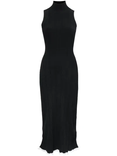 Proenza Schouler White Label Pointelle-knit High-neck Dress In Black