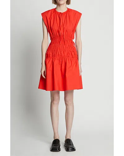 Proenza Schouler White Label Poplin Drawstring Mini Dress In Orange