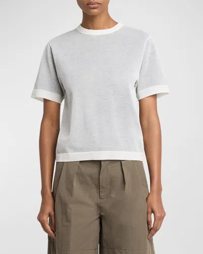 Proenza Schouler White Label Powell Sheer Knit Top In Off White/black