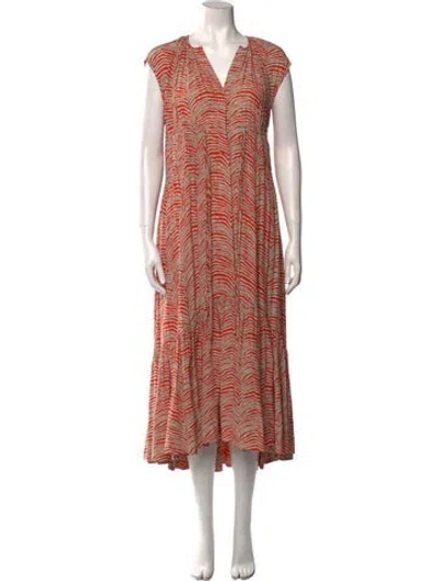 Pre-owned Proenza Schouler White Label Printed Long Dress In Orange