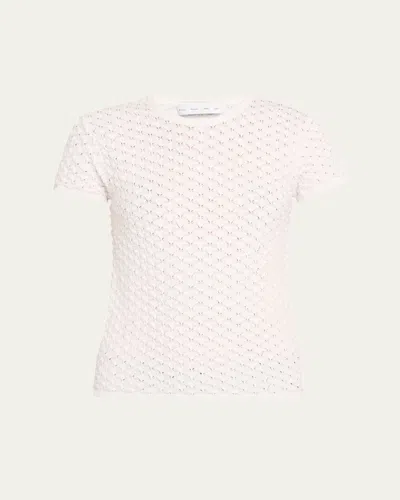 Proenza Schouler White Label Quincy Short-sleeve Crochet Top In White