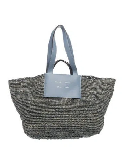 Pre-owned Proenza Schouler White Label Raffia Tote In Blue