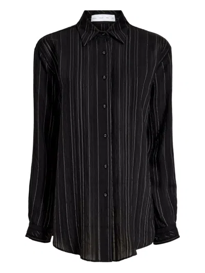 Proenza Schouler White Label Raven Stripe Woven Shirt In Black
