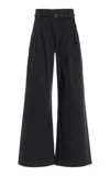 Proenza Schouler White Label Raver High-rise Cotton Twill Wide-leg Pants In Black