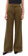 Proenza Schouler White Label Raver Pants In Fine Herringbone Wood In Brown