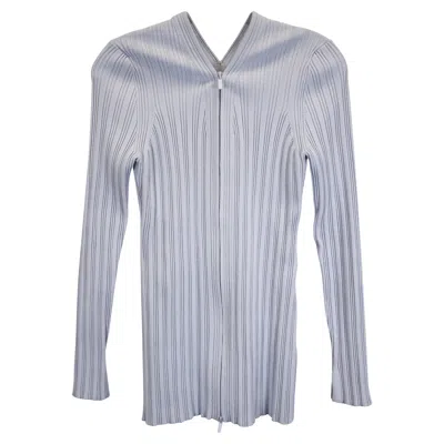 Pre-owned Proenza Schouler White Label Rib Knit Zip Cardigan In Light Blue Cotton