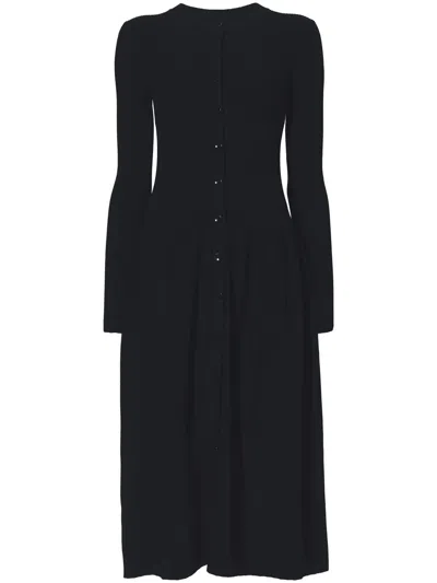 Proenza Schouler White Label Ribbed-knit Button-front Dress In Black