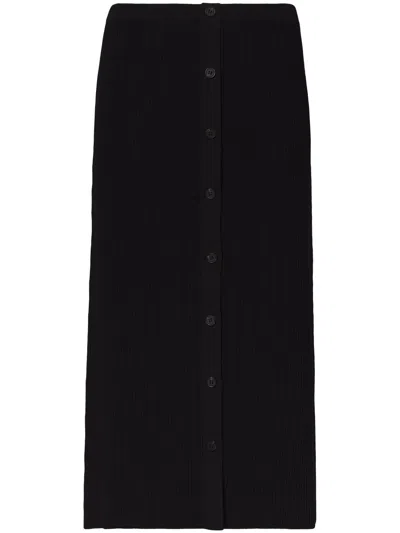 Proenza Schouler White Label Ribbed-knit Button-front Skirt In Black