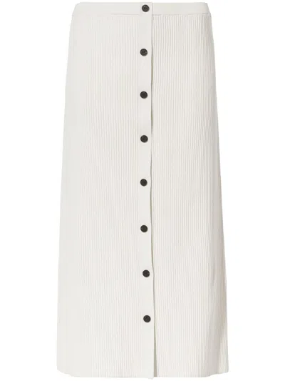 Proenza Schouler White Label Women's Rib-knit Buttoned Midi-skirt In Cream