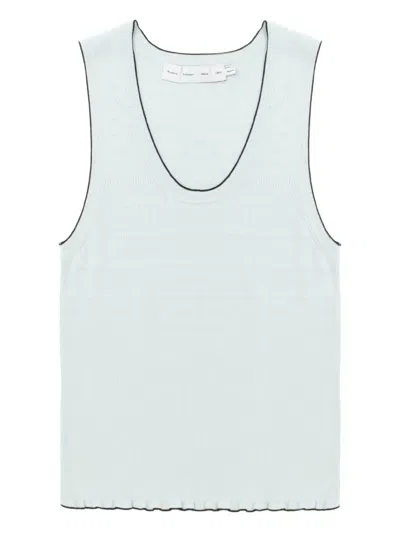 Proenza Schouler White Label Ribbed-knit Scalloped-hem Top In Blue