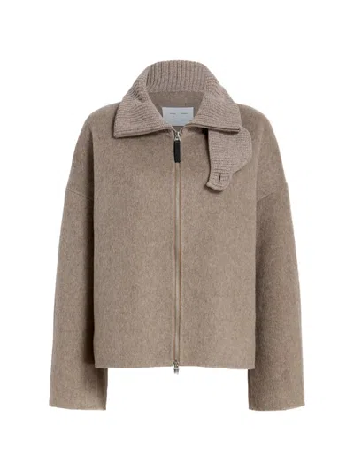 Proenza Schouler White Label Roll Neck Zip Carina Jacket In Brown