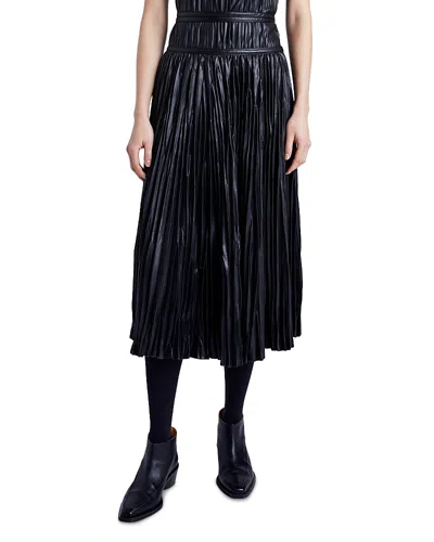 Proenza Schouler White Label Rosalyn Faux Leather Crinkle Midi Skirt In Black