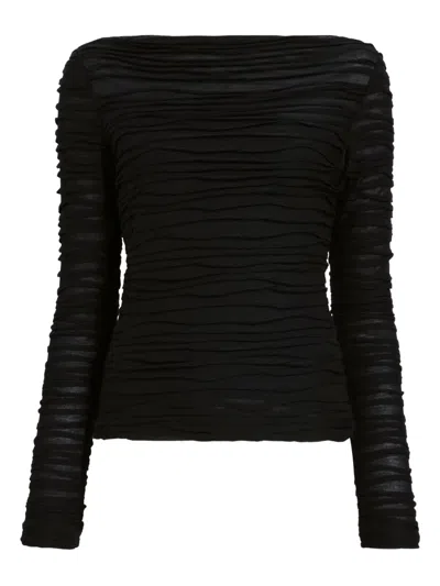 Proenza Schouler White Label Ruched Long-sleeve Top In Black