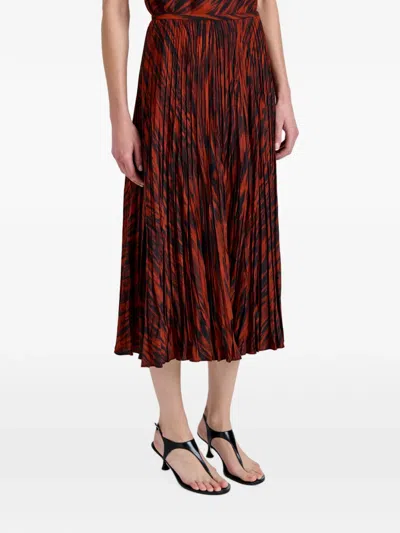 Proenza Schouler White Label Runa Skirt In Printed Soft Twill In Brown