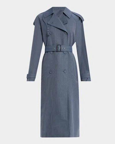 Proenza Schouler White Label Sakia Wool Melange Trench Coat In Denim