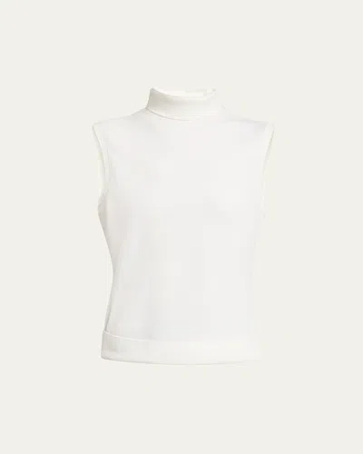 Proenza Schouler White Label Sandrine Mock-neck Souffle Knit Top In Alabaster