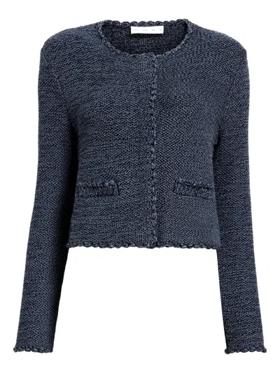 Proenza Schouler White Label Scallop-hem Cropped Jacket In Blue