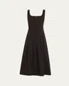 Proenza Schouler White Label Shelby Pleated A-line Midi Dress In Black