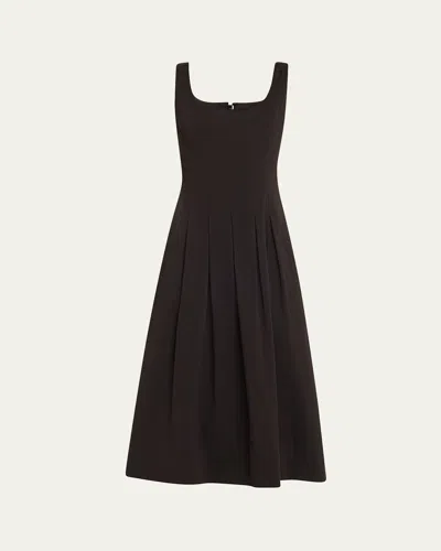 Proenza Schouler White Label Shelby Pleated A-line Midi Dress In Black