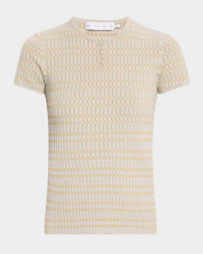 Proenza Schouler White Label Shelle Sweater In Micro Check In Light Oxfordcamel
