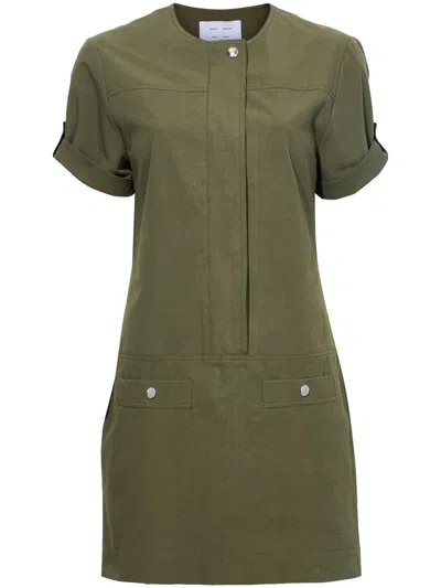 Proenza Schouler White Label Short-sleeve Cotton Mini Dress In Green