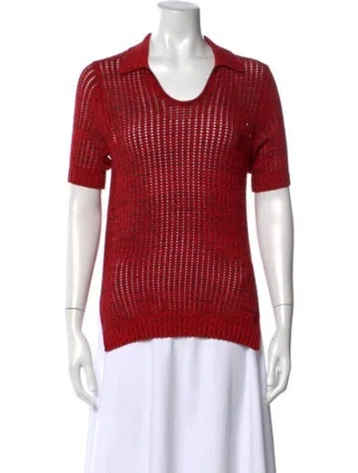 Pre-owned Proenza Schouler White Label Short Sleeve Polo In Red