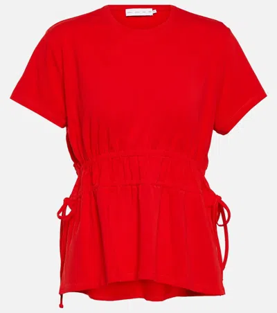 Proenza Schouler White Label Side Ruched Tee In Cherry In Red