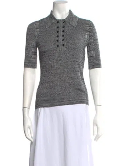 Pre-owned Proenza Schouler White Label Silk Tweed Pattern Sweater In Grey
