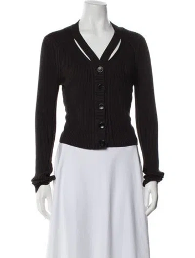 Pre-owned Proenza Schouler White Label Silk V-neck Sweater In Black