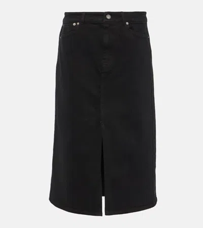 Proenza Schouler White Label Sloan Denim Midi Skirt In Black
