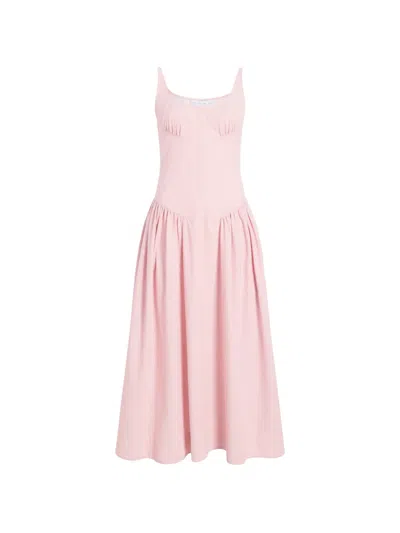 Proenza Schouler White Label Solira Seersucker Midi Dress In Pink
