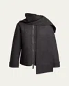 PROENZA SCHOULER WHITE LABEL SORAYA DOUBLE-FACE WOOL JACKET WITH DETACHABLE SCARF