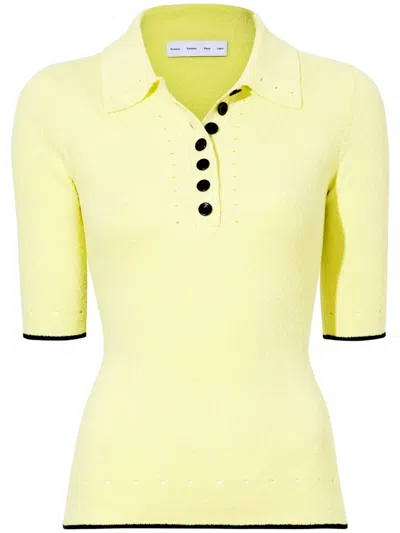 Proenza Schouler White Label Spencer Ribbed-knit Polo Top In Yellow