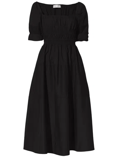 Proenza Schouler White Label Square Neck Poplin Dress In Black
