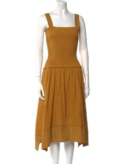 Pre-owned Proenza Schouler White Label Square Neckline Knee-length Dress In Yellow