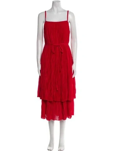Pre-owned Proenza Schouler White Label Square Neckline Midi Length Dress In Red