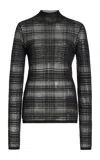 Proenza Schouler White Label Stefanie Plaid Knit Turtleneck Sweater In Black