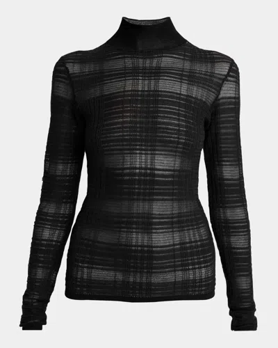 Proenza Schouler White Label Stefanie Plaid Knit Turtleneck Sweater In Black