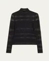 Proenza Schouler White Label Stefanie Plaid Knit Turtleneck Sweater In Black