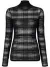 Proenza Schouler White Label Stefanie Plaid Knit Turtleneck Sweater In Black