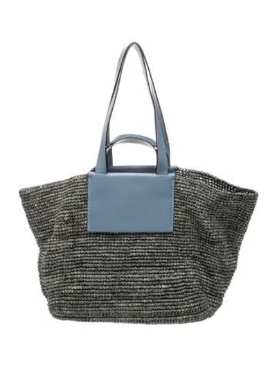 Pre-owned Proenza Schouler White Label Straw Tote In Blue